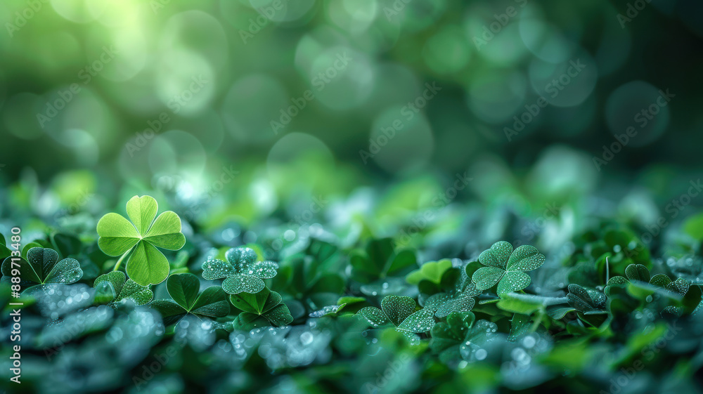 Green Leaf Clover on Dark Background Green Leaf Clover on Dark Background