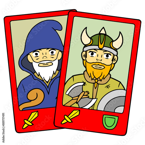trading card game illustration hand drawn isolated vector	
