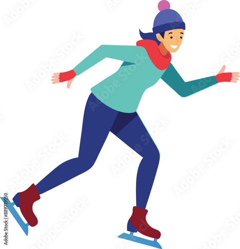 female athlete does ice skating