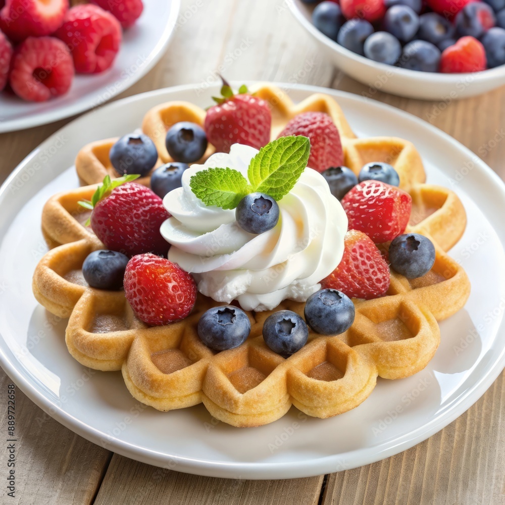 Waffles with berry filling and whipped cream in the shape of a flower: the perfect dessert that will decorate any breakfast or dinner
Waffles with berry filling and whipped cream in the shape of a flower: the perfect dessert that will decorate any breakfast or dinner