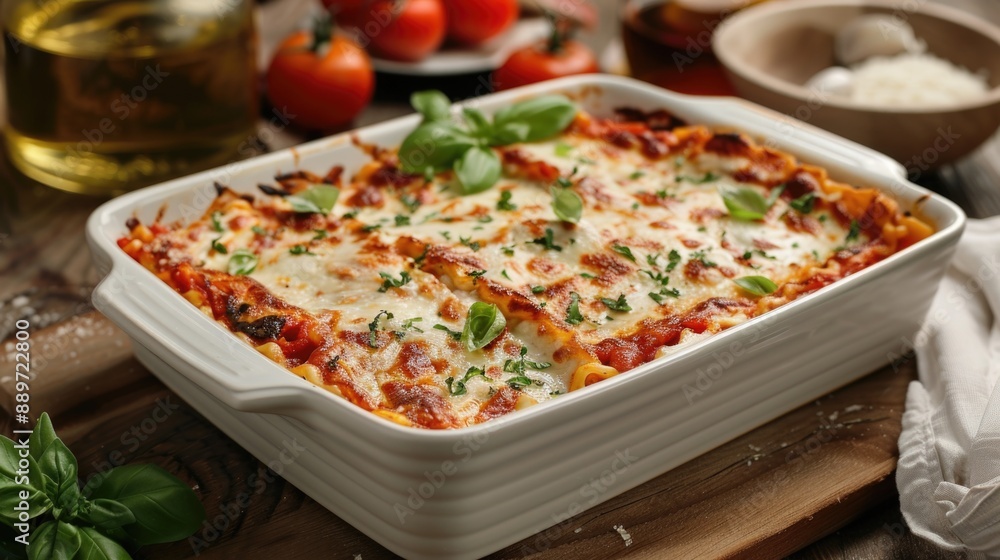 Lasagna on Cutting Board Lasagna on Cutting Board