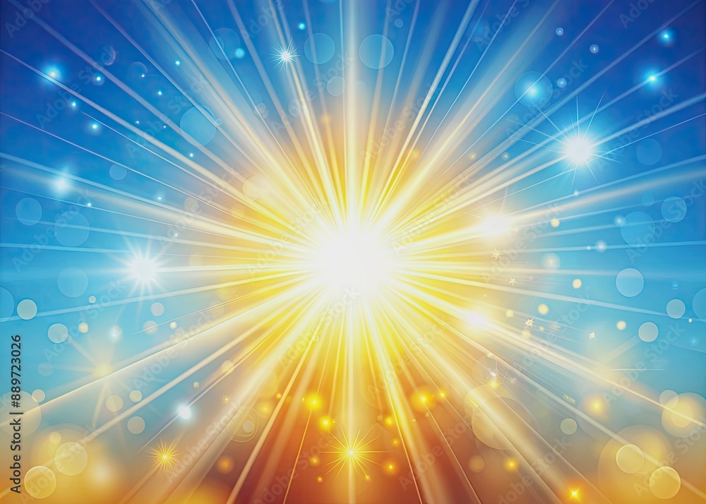 Vibrant shiny summer lights starburst sunburst background radiates warmth and energy with bright golden hues and delicate rays on a soft blue sky canvas. Vibrant shiny summer lights starburst sunburst background radiates warmth and energy with bright golden hues and delicate rays on a soft blue sky canvas.