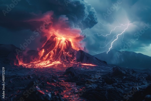 Volcano Erupting with Lava