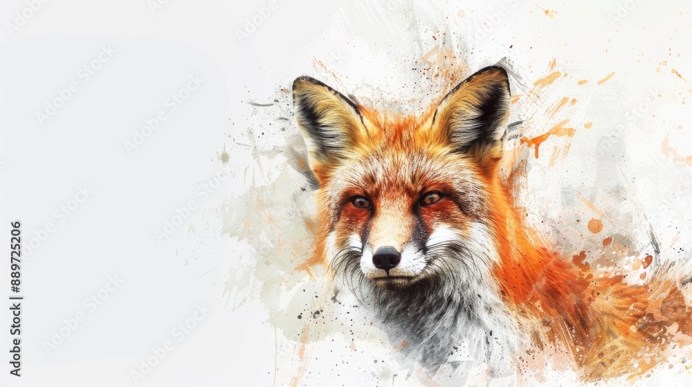 Fototapeta premium A beautiful red fox sitting on a white background, great for wildlife or nature-themed projects