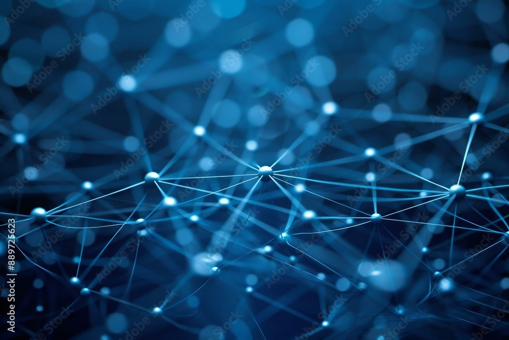 dynamic visualization of data processing on a grid network with a blue background. dynamic visualization of data processing on a grid network with a blue background.
