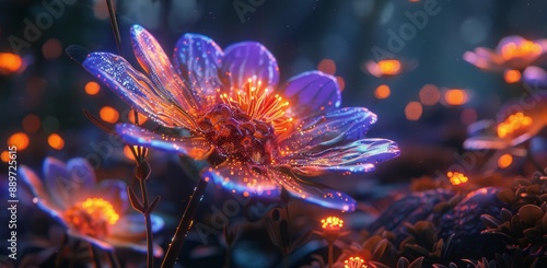 Glowing Flower In A Mystical Forest Setting