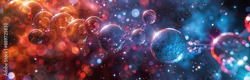 Abstract 3D Rendering of Glowing Spheres Floating in a Colorful, Nebula-Like ...