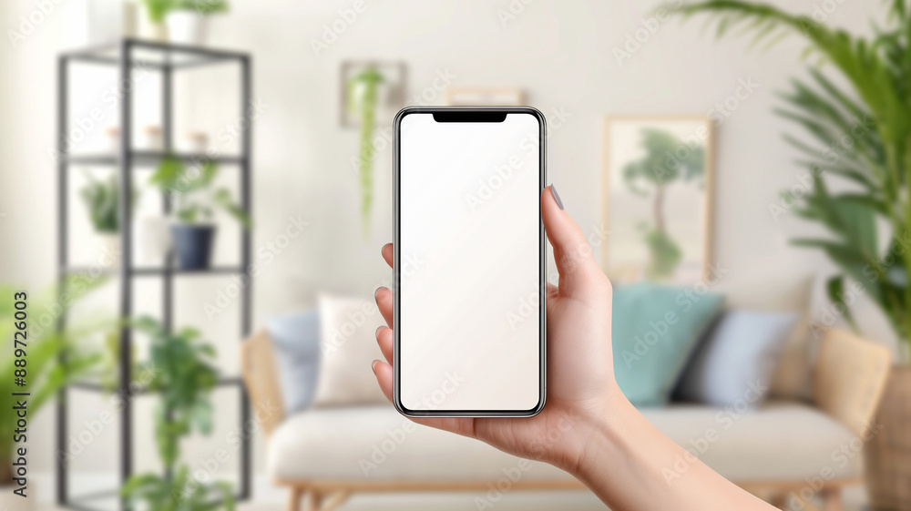 Hand holding mobile phone with mockup screen Hand holding mobile phone with mockup screen