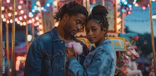 Young Couple Gazing At Each Other At A Carnival