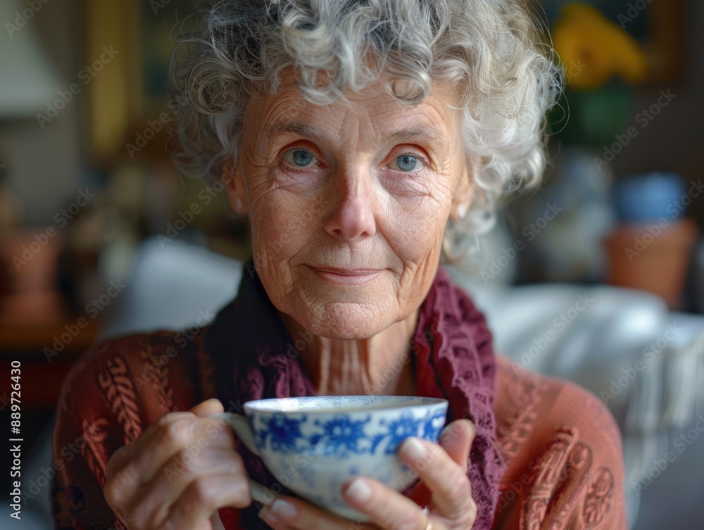 Senior woman holding a decorative ceramic bowl, suitable for lifestyle or food photography Senior woman holding a decorative ceramic bowl, suitable for lifestyle or food photography