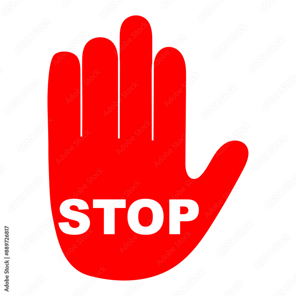 Red Stop, No Sign with Hand Symbol, Stop Prohibition Symbol. Red Ban Icon. Vector Illustration Red Stop, No Sign with Hand Symbol, Stop Prohibition Symbol. Red Ban Icon. Vector Illustration