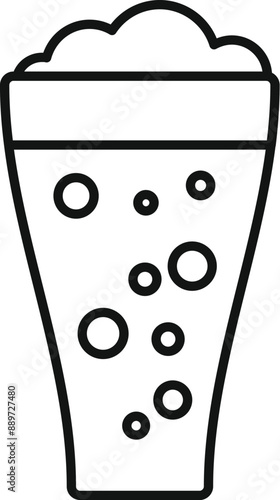 Simple line drawing of a tall glass with a foamy head, suggesting a refreshing beer