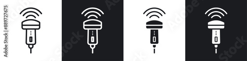 Ultrasound black and white icon set