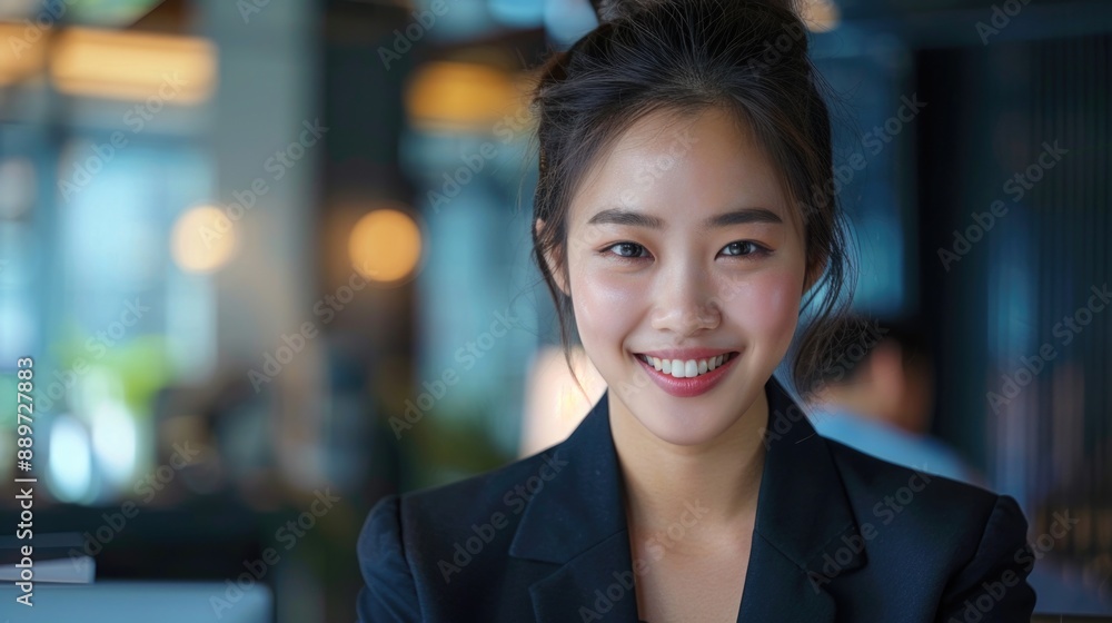 A professional woman in a business suit smiling directly at the camera A professional woman in a business suit smiling directly at the camera