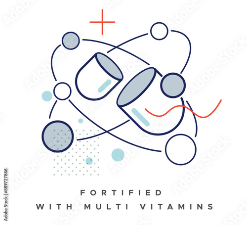 Packaging Icon - Fortified with Multi-Vitamins - Stock Icon