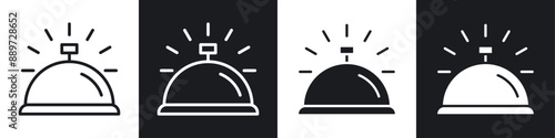 Reception bell black and white icon set