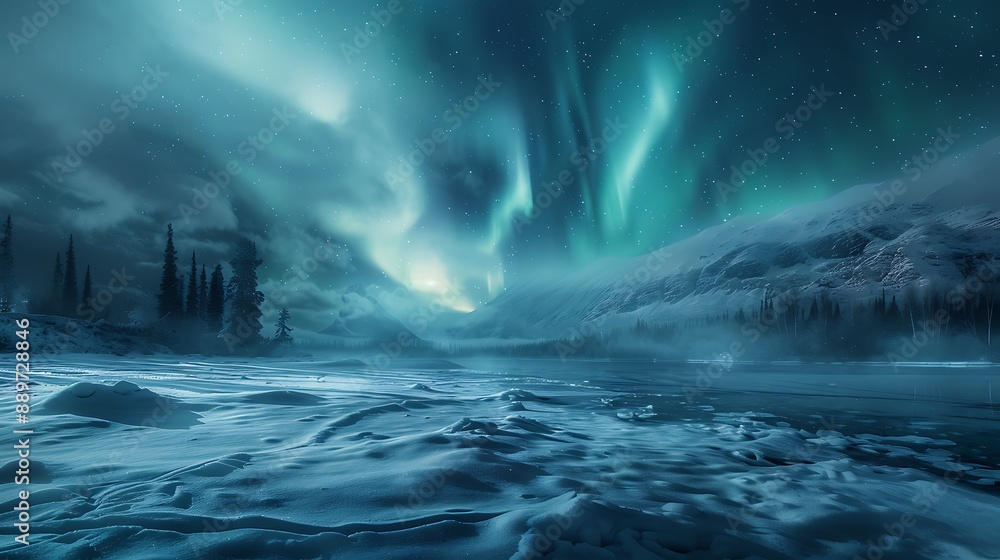 Aurora Borealis on a Frozen Lake Aurora Borealis on a Frozen Lake