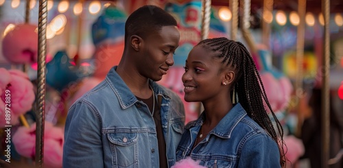 Young Couple Gazing At Each Other At A Carnival
