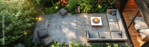 Modern Patio Design With Fire Pit and Seating Area