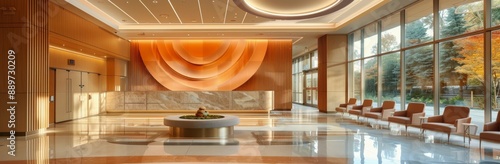Modern Lobby With Curved Wall and Large Windows in a Building With Natural Light