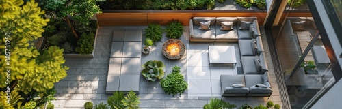 Modern Patio Design With Fire Pit and Seating Area