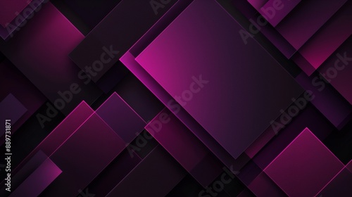 A black deep purple abstract modern background for design. Geometric shape. 3D effect. Lines, triangles, angles. Color gradient. Dark shades. Shiny. Metal, metallic.