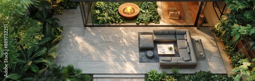 Modern Patio Design With Fire Pit and Seating Area