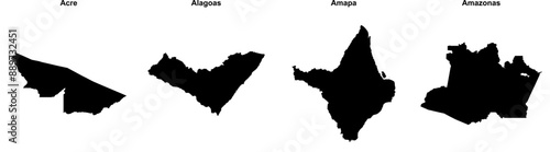 Acre, Alagoas, Amapa, Amazonas outline maps