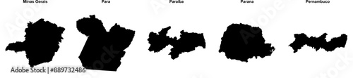 Minas Gerais, Para, Paraiba, Parana, Pernambuco outline maps