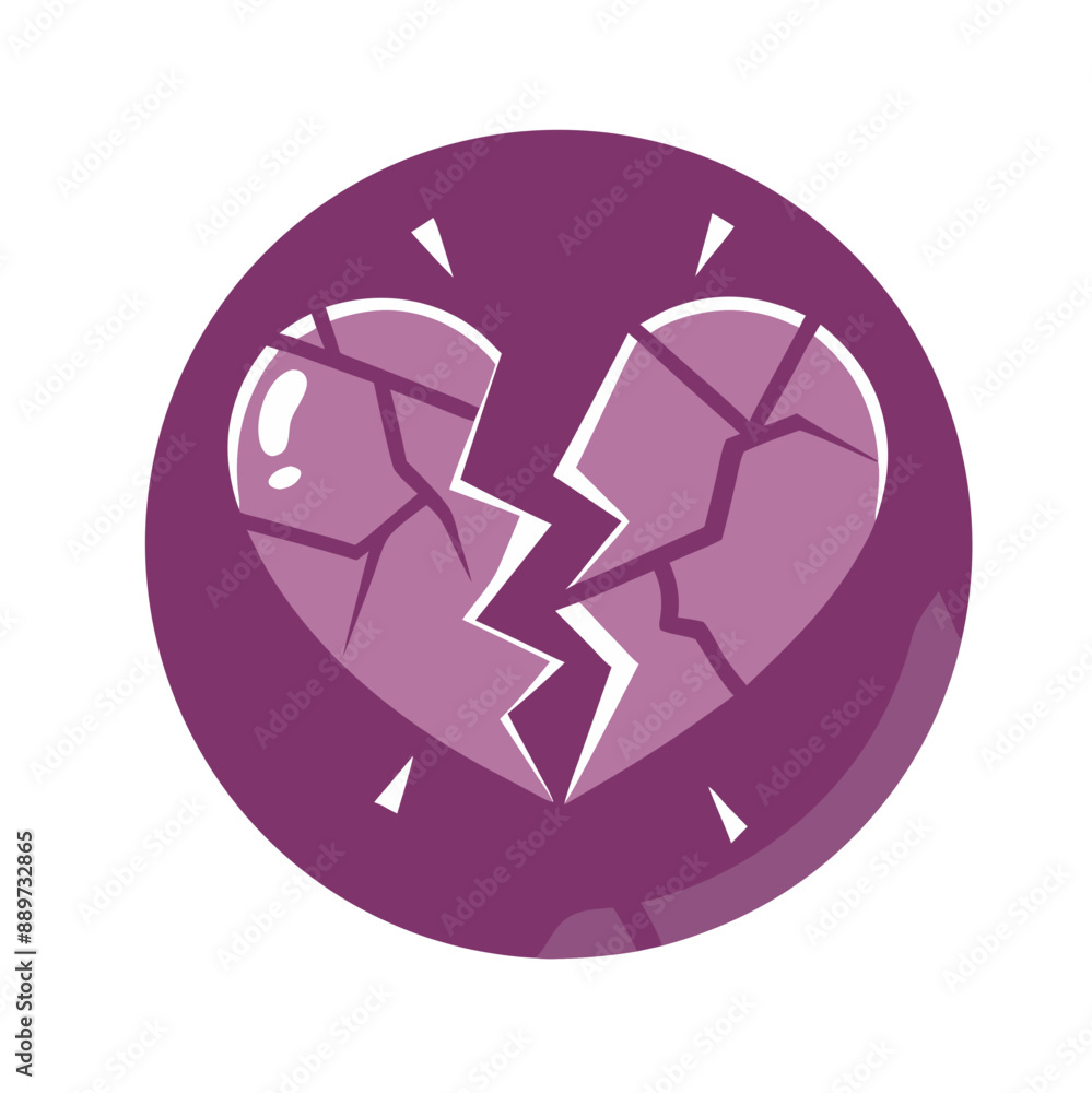 busted Sign Icon, Flat Design in Purple Color, Circular Badge busted Sign Icon, Flat Design in Purple Color, Circular Badge