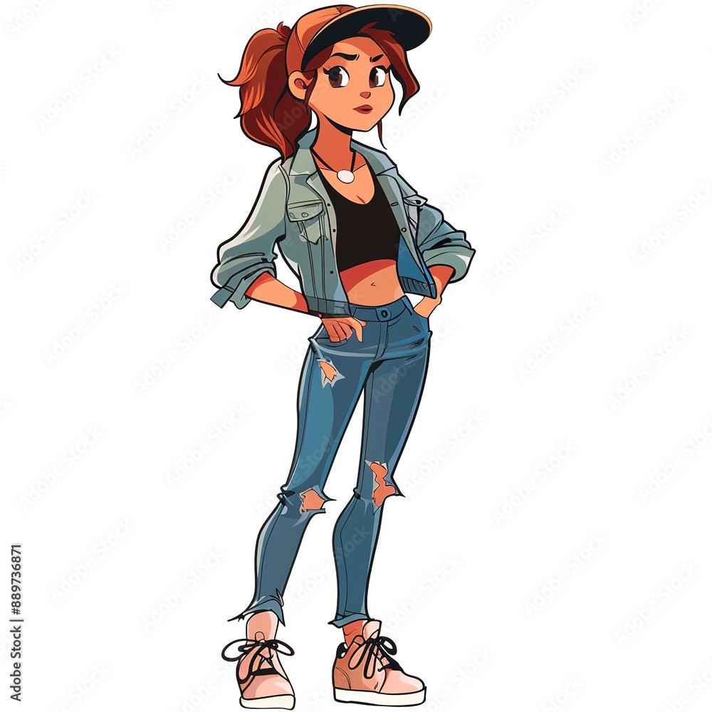 Locu Tomboy fashion cartoon isolated whitebackground Locu Tomboy fashion cartoon isolated whitebackground