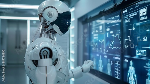 Humanoid Robot Interacting with Futuristic Interface