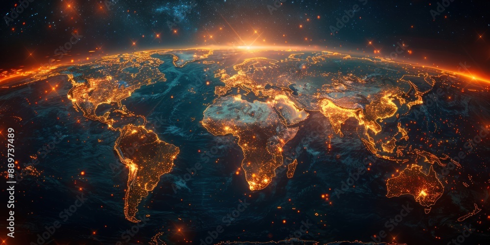 Earth's Glowing City Lights at Night Earth's Glowing City Lights at Night