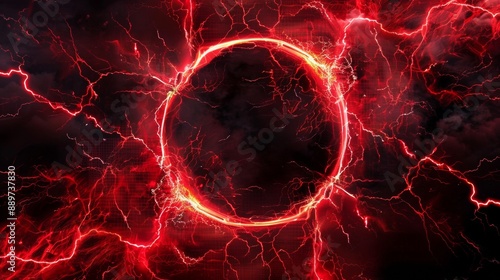 The visual effect layer overlay consists of a red abstract circle plasma lightning particle effect and a ring with swirling glow particles