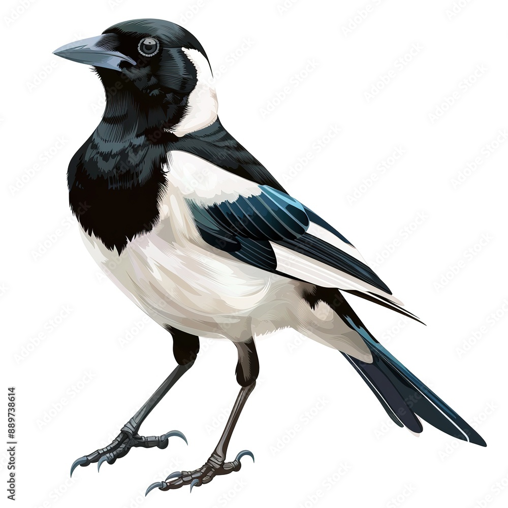 Obraz premium Magpie Artsy animal fashion cartoon isolated whitebackground