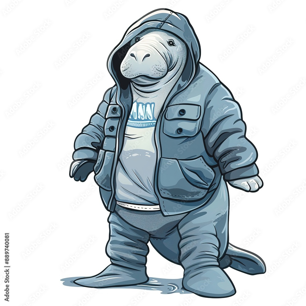 Obraz premium Manatee Sporty fashion cartoon isolated whitebackground