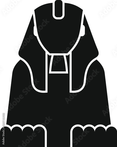 Black silhouette icon of an ancient egyptian sphinx statue sitting majestically