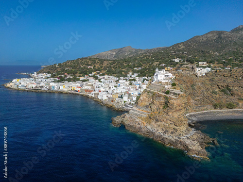 Aerial view of Mandraki village, Nisyros island, Greece. 