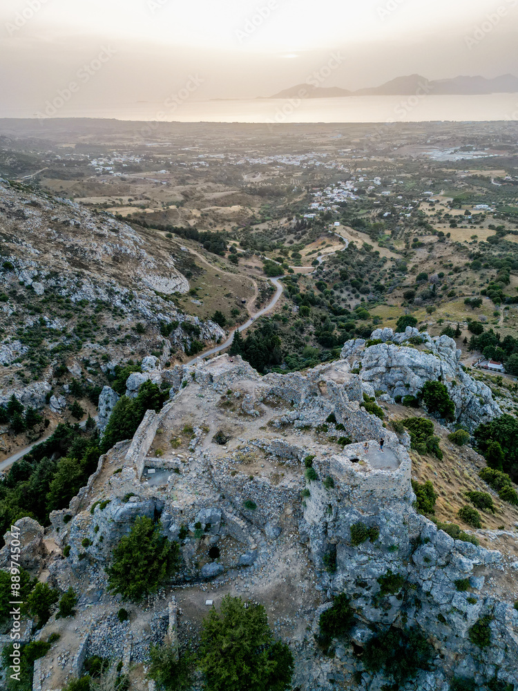 Obraz premium Aerial view of Palaio Pyli Castle, Kos island, Greece. 