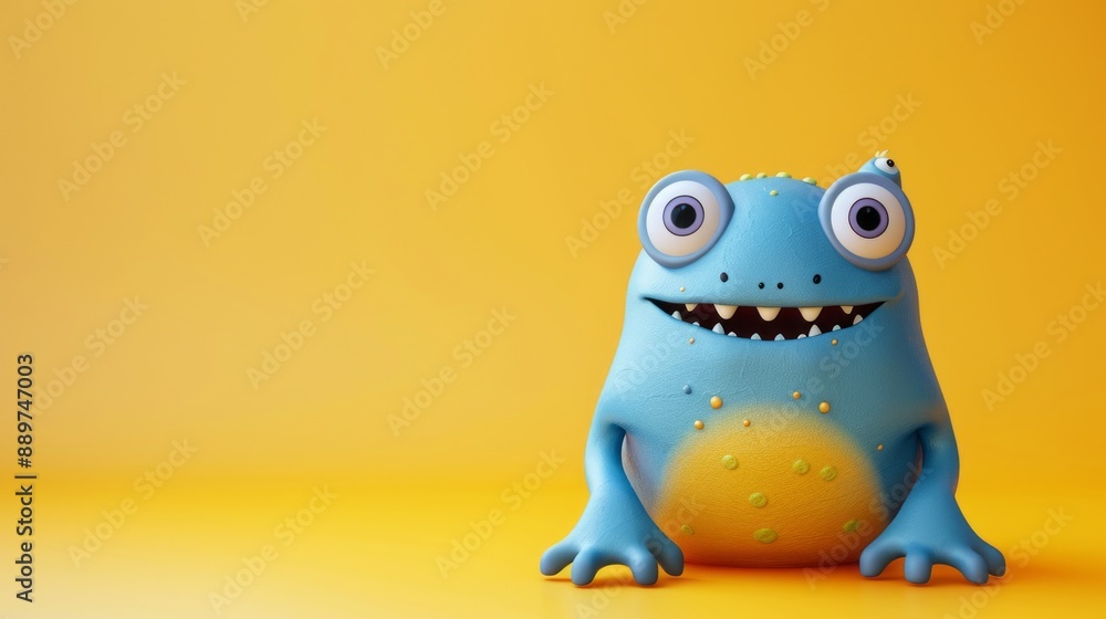 Cute 3D cartoon monster with colorful background. This character could be related to animation, children’s media, or character design. Cute 3D cartoon monster with colorful background. This character could be related to animation, children’s media, or character design.
