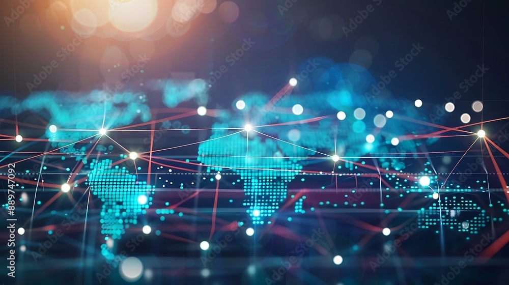 Obraz premium Global Network Connection: A Visual Representation of Interconnectivity