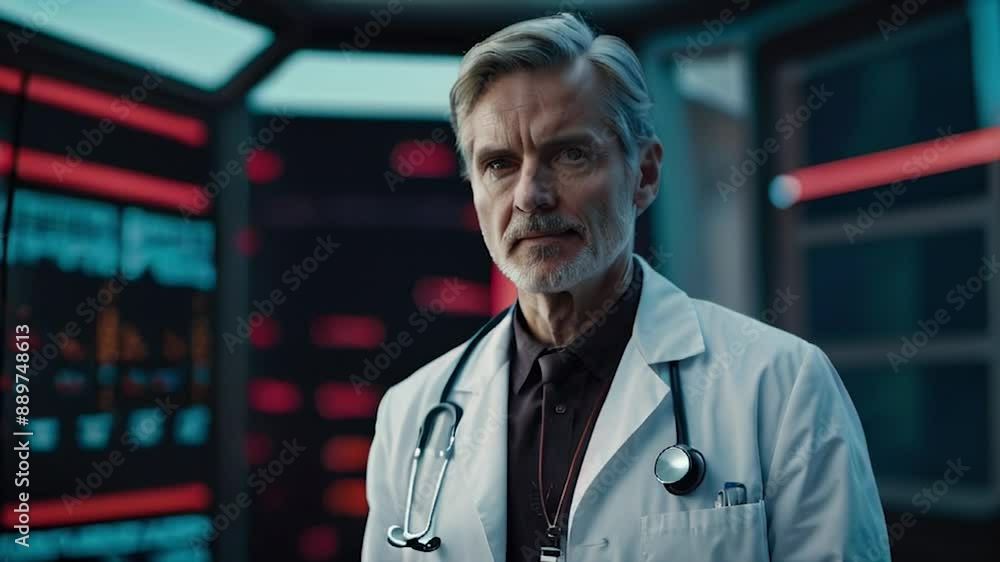 Serious Doctor in a Modern Medical Facility Serious Doctor in a Modern Medical Facility