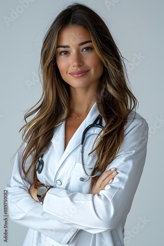 Smiling Female Doctor in a Clean and Bright Photo