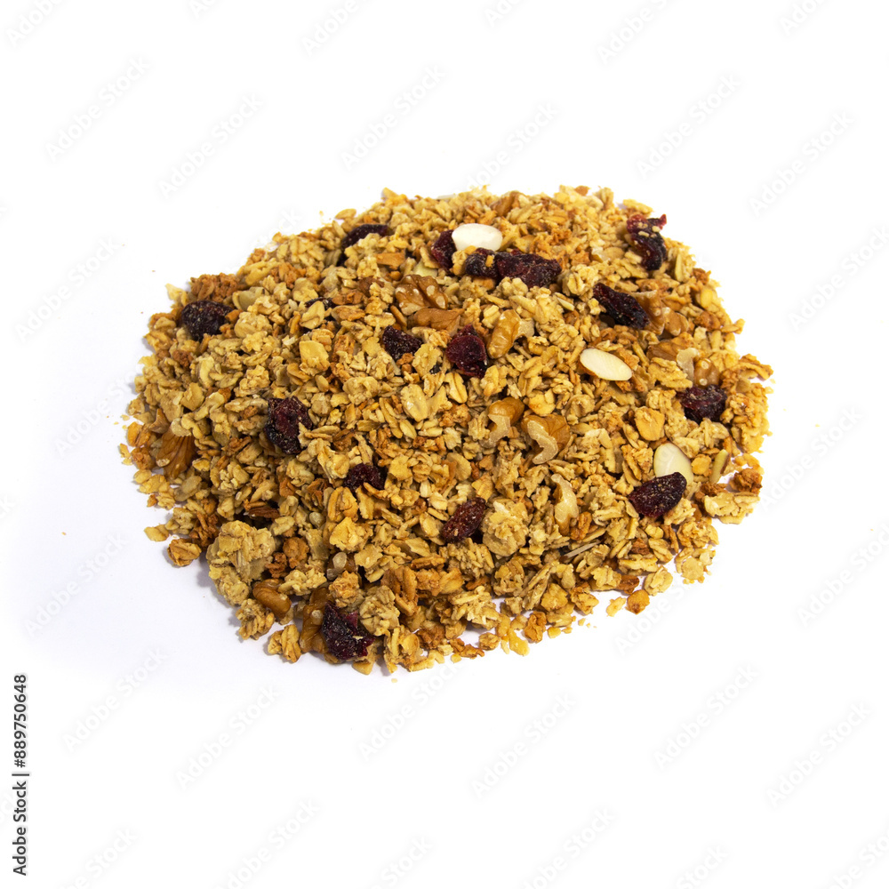 Cranberry Granola on a White Background Cranberry Granola on a White Background