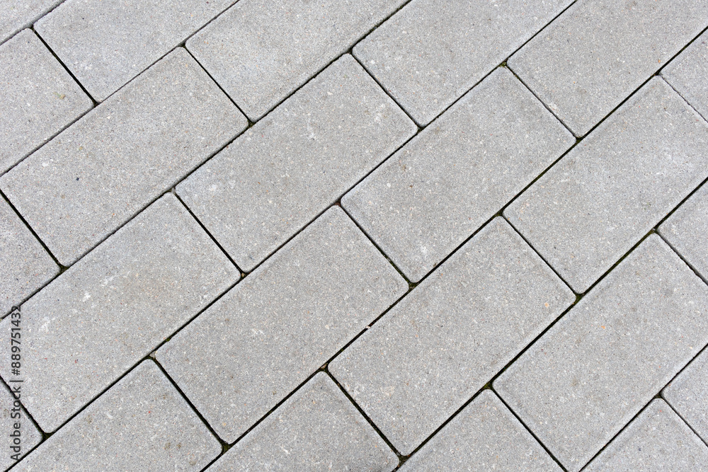 Classic rectangular gray paving stones.