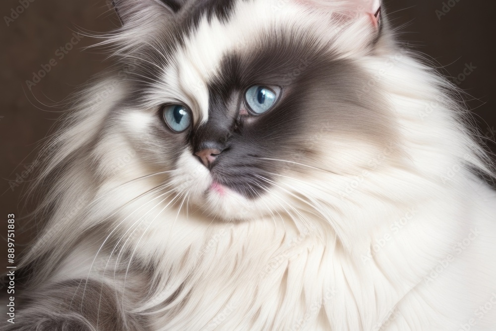 Close-up Ragdoll cat isolated on a color background Close-up Ragdoll cat isolated on a color background
