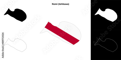 Nomi (Ishikawa) outline map set