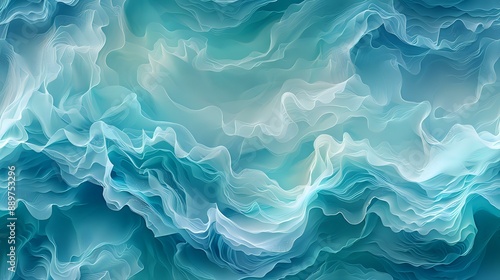 Abstract digital art of flowing blue and white wave patterns, suitable for themes related to nature, serenity, and creativity.