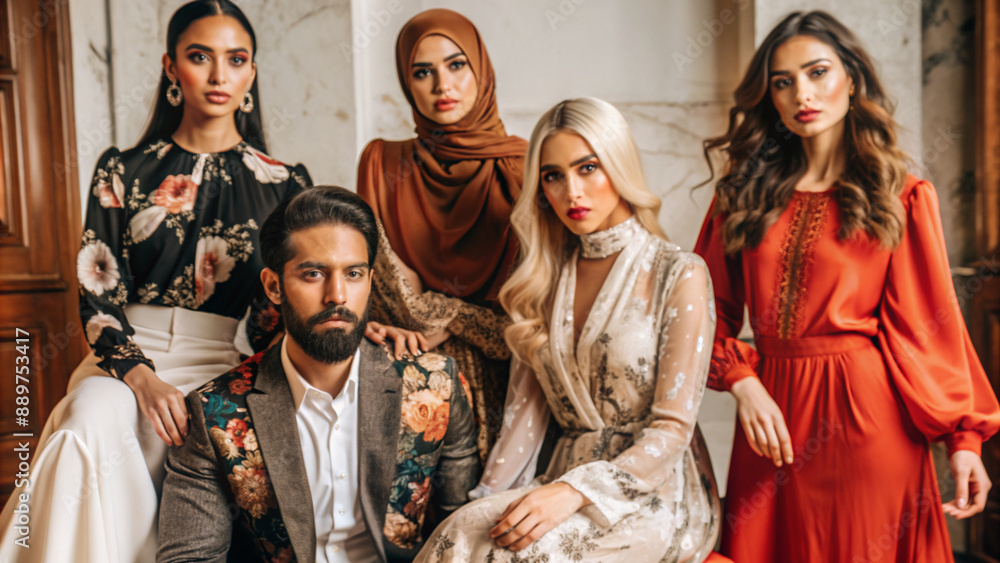 a photo of four european and american models a photo of four european and american models