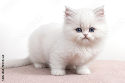 Curious Persian kitten looking into camera at home